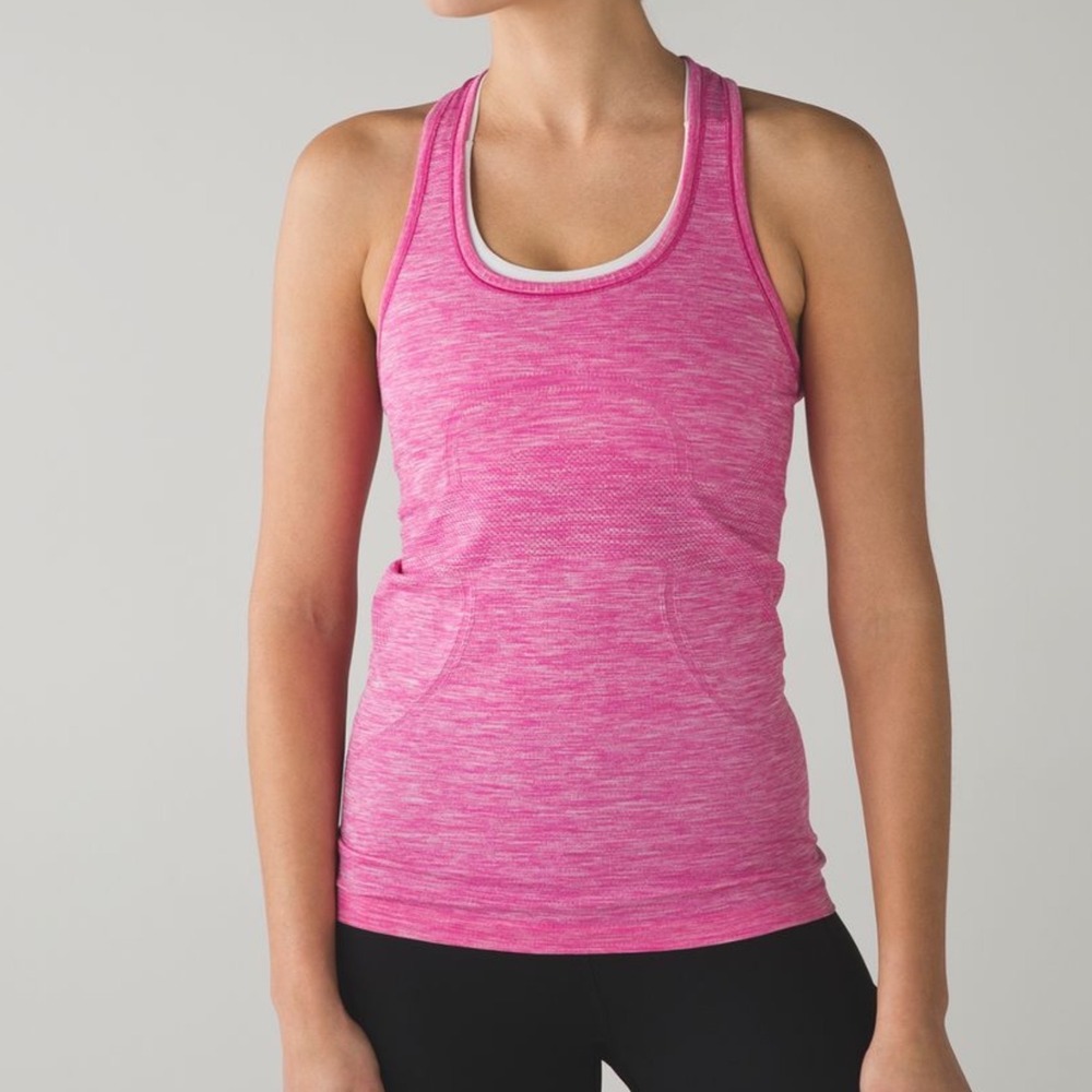Lululemon Tank Top Womens 12 Swiftly Tech Racerback Pink Space Dye Heathered
